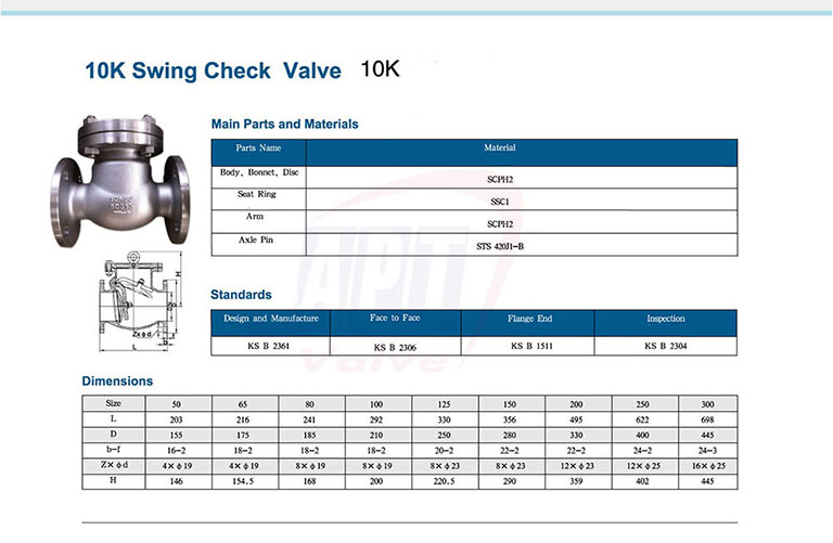 Van một chiều lá lật inox 304 JIS 10K