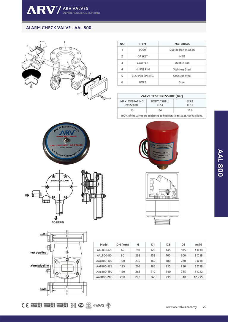 Van báo động ARV AAL 800