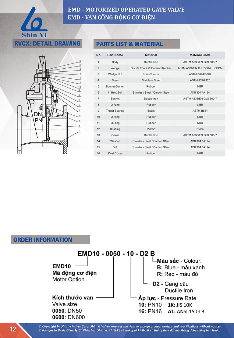 Van cổng động cơ điện Shinyi